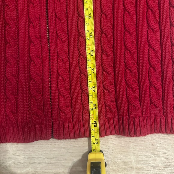 Women’s Red LL Bean 100% Cotton Cable Knit Full Zip Sweater Size Medium - Picture 6 of 6